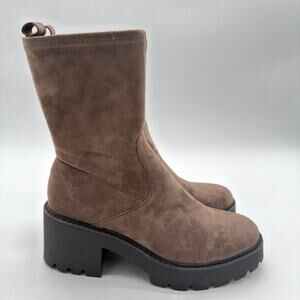 Dolce Vita Tale Taupe Platform High Ankle Boots Lug Sole Chunky Heel Y2K 9.5